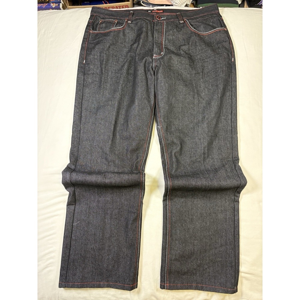 Red Ape Jeans Mens 40x33 Black Denim Red Accent Stitch Baggy Lose Fit Y2K HipHop